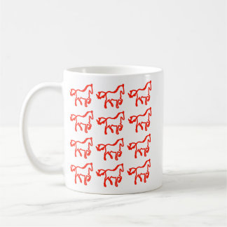 Red Pattern Horse Outline Mug | Zodiac Line Art