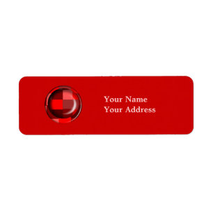 Red Pattern Return Address Label