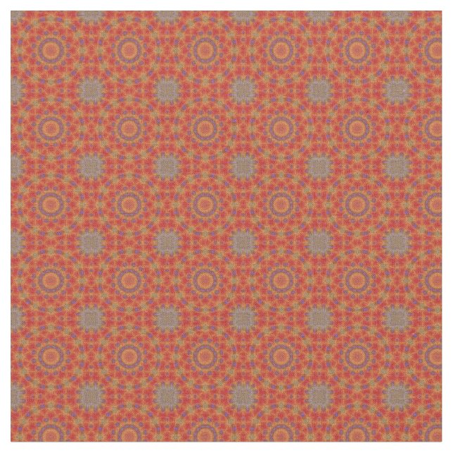 Red Pattern With Accents of Lilac and Gold Fabric (Close Up)