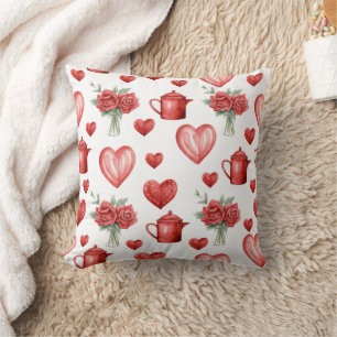 red pattern with hearts for valentine's day  cushion