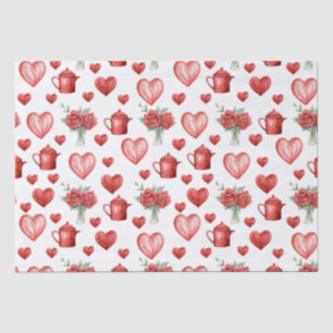 red pattern with hearts for valentine's day  tissue paper