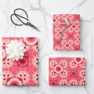 Red pattern wrapping paper sheet