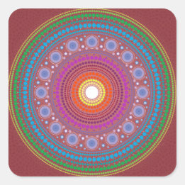 Red Patterned Mandala Square Sticker