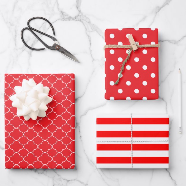 Red Patterned Wrapping Paper Sheet (Front)
