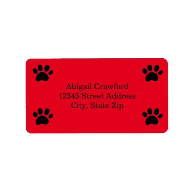 Red Paw Print - Address Label (Front)