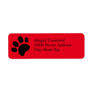Red Paw Print - Address Label