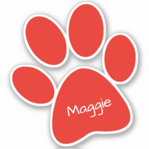 Red Paw Print Custom-Cut Vinyl Sticker