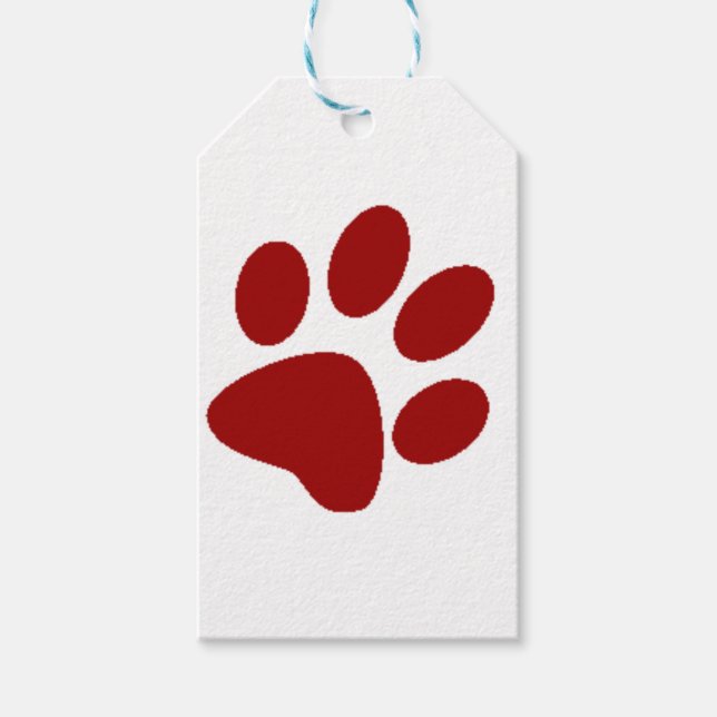 Red Paw Print Gift Tags (Front)