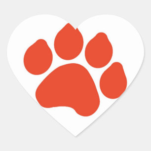 Red Paw Print Heart Sticker