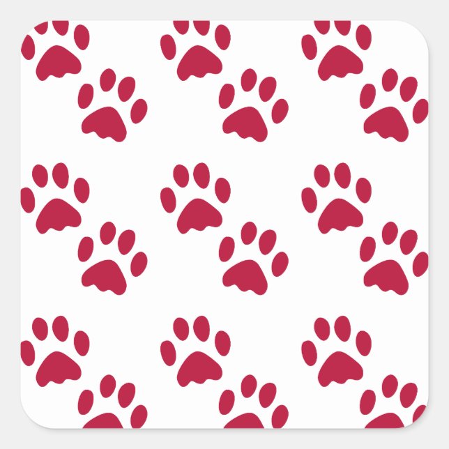 Red Paw Print Holiday Envelope Seal (Front)