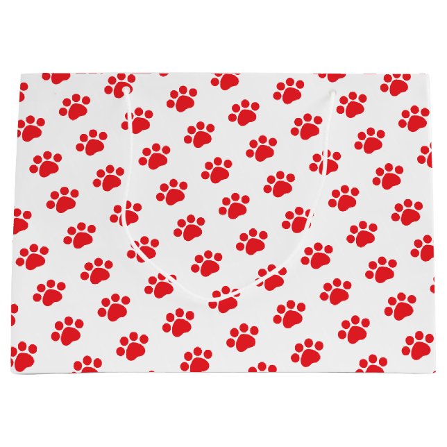 Red Paw Print Pattern Large Gift Bag (Front)