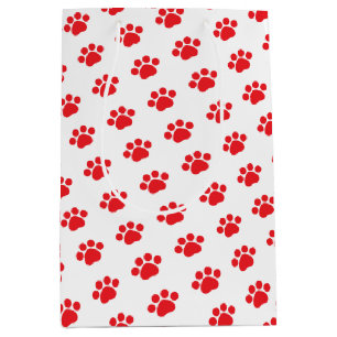 Red Paw Print Pattern Medium Gift Bag