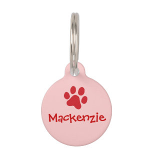 Red Paw Print Pet Tag