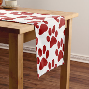 Red Paw Print Short Table Runner