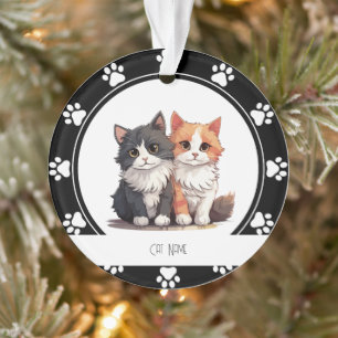 Red Paw Prints Cat Name Ornament