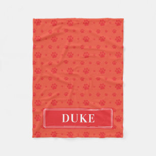 Red Paws Monogram Pet Fleece Blanket