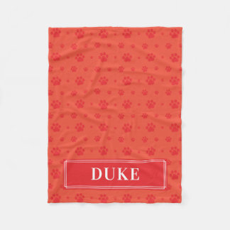 Red Paws Monogram Pet Fleece Blanket