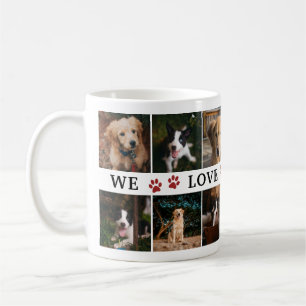 Red Paws We Love You Dad Photo Collage Coffee Mug