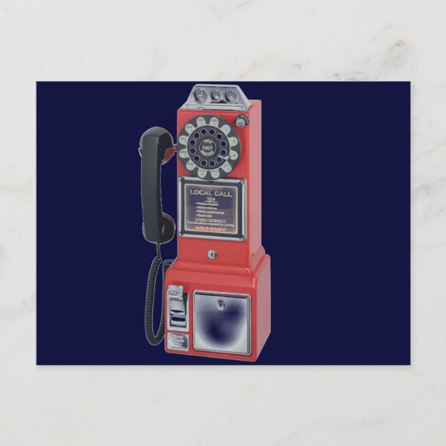 RED PAY PHONE POSTCARD (Front)