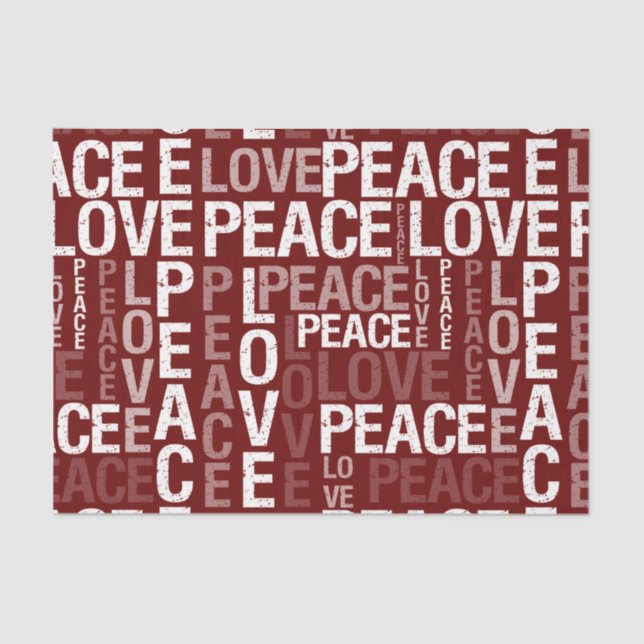 Red Peace and Love Tissue Paper (Front)