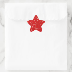 Red Peace Holiday Christmas Star Sticker