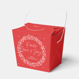 Red Peace Love+Joy Christmas Sparkling Lights Favour Box
