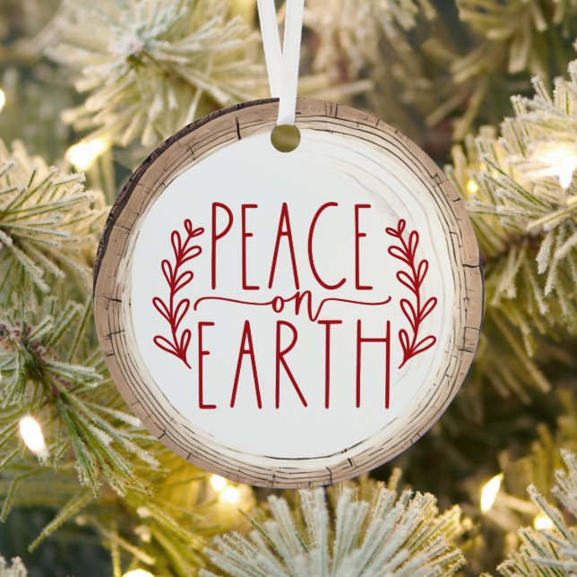 Red Peace On Earth Holiday Ornament (Insitu)