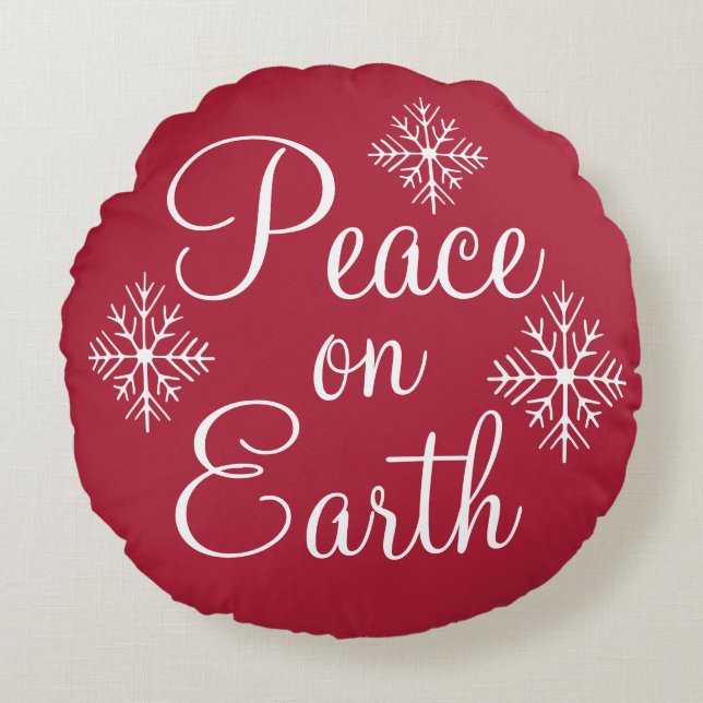 Red Peace on Earth Pillow (Front)