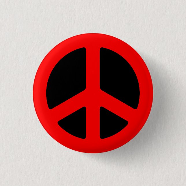 Red Peace Sign 3 Cm Round Badge (Front)