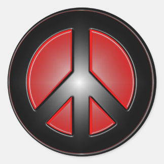 red peace sign classic round sticker