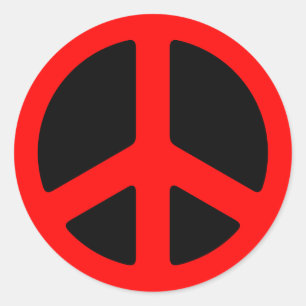 Red Peace Sign Classic Round Sticker