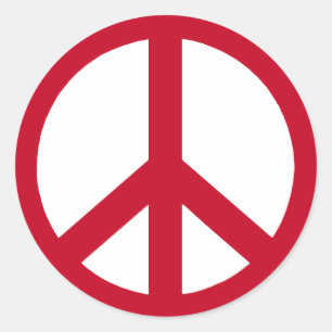 Red Peace Sign Classic Round Sticker