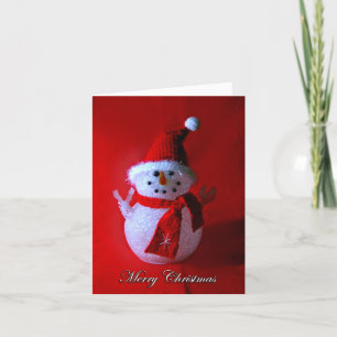 Red Peace Sign Snowman (Merry Christmas) Holiday Card