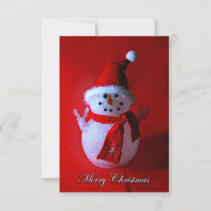 Red Peace Sign Snowman (Merry Christmas) Invitation