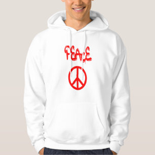 Red Peace Sign with Peace Spelled Out in Graffiti Hoodie