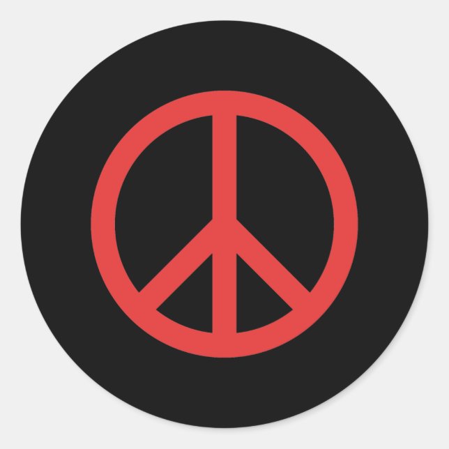 Red Peace Symbol Classic Round Sticker (Front)