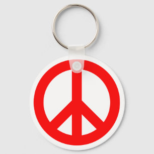Red Peace Symbol Key Ring