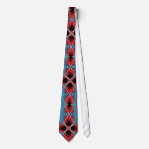 Red Peacock Art Neck Tie