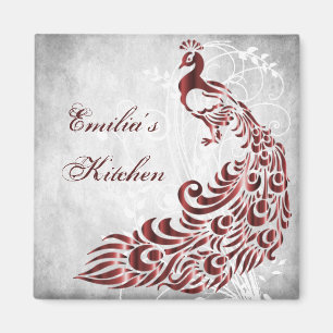 Red Peacock Personalised Magnet