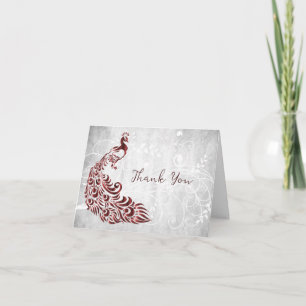 Red Peacock Thank You Card