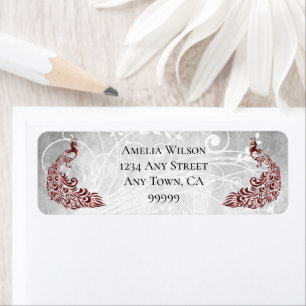 Red Peacocks Address Label