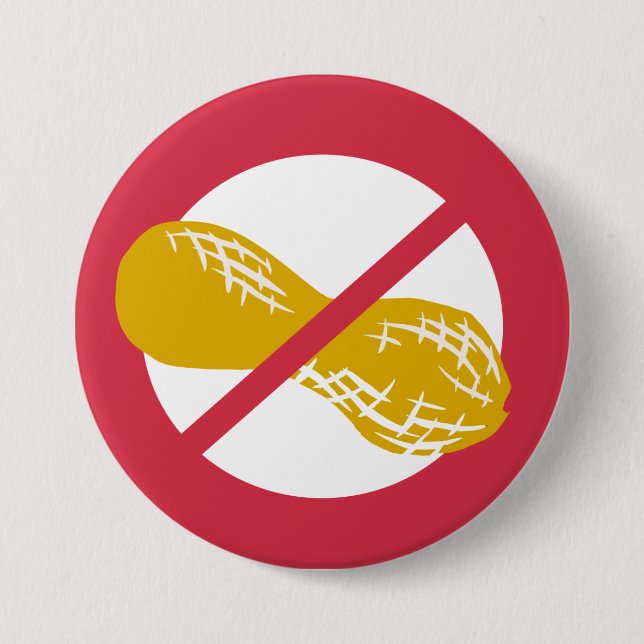 Red Peanut Free Nut Allergy Kids 7.5 Cm Round Badge (Front)
