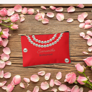 Red Pearl Necklace  Accessory Pouch