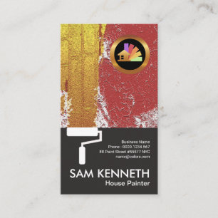 Red Peeling Wall Gold Brush Finishing Painter Business Card