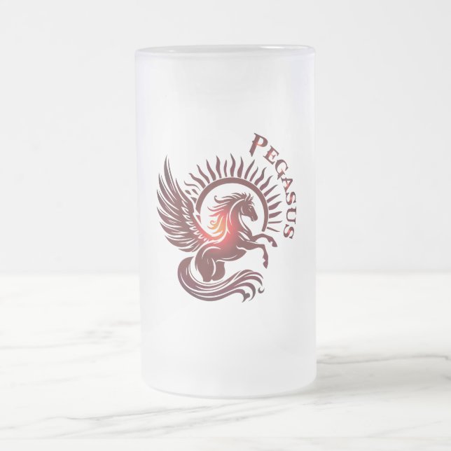 Red Pegasus2-Beer Glass Frosted Glass Beer Mug (Center)