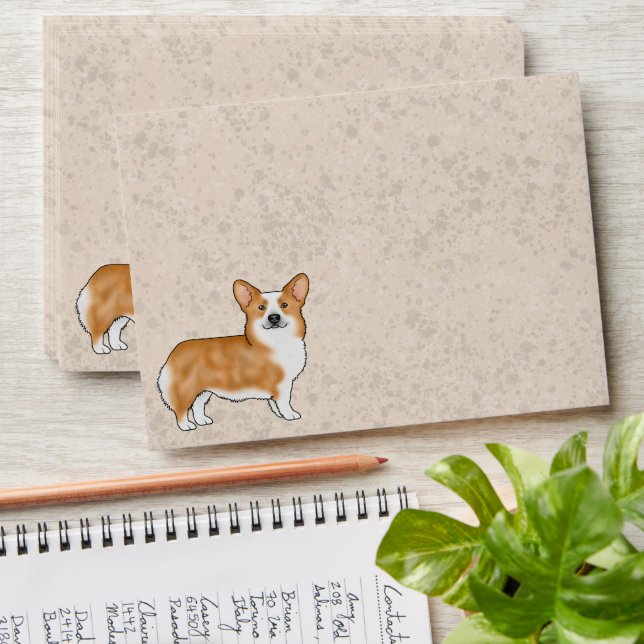 Red Pembroke Welsh Corgi Adorable Dog Design Envelope (Stacked)