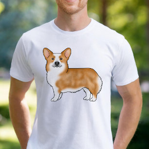 Red Pembroke Welsh Corgi Cartoon Dog Art Portrait T-Shirt