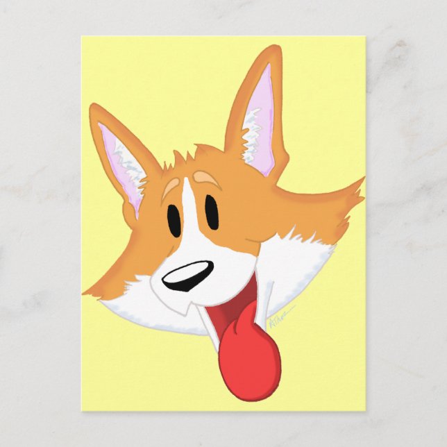Red Pembroke Welsh Corgi Cartoon Postcard (Front)
