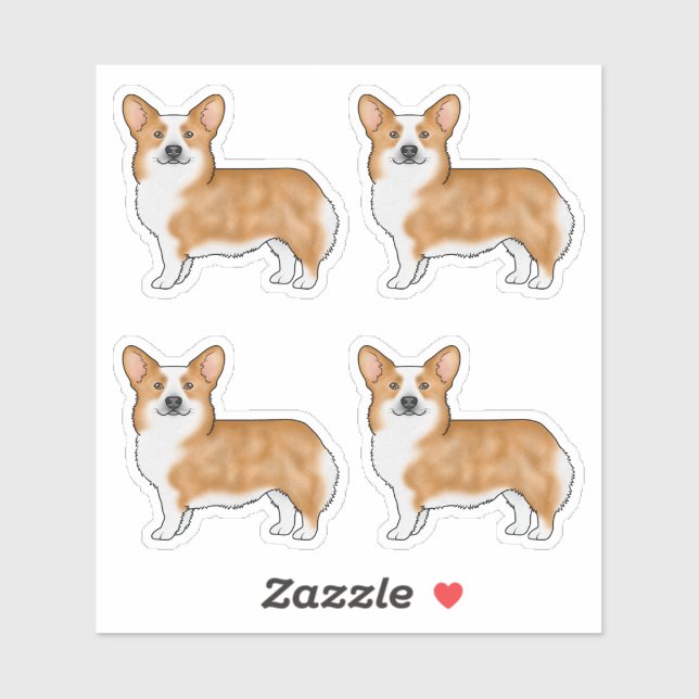 Red Pembroke Welsh Corgi Cute Cartoon Dogs (Sheet)