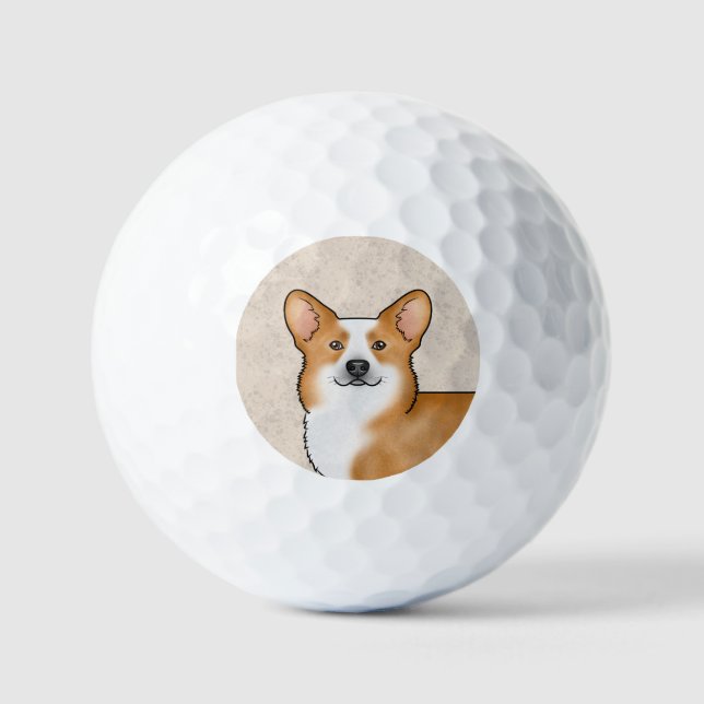 Red Pembroke Welsh Corgi Cute Dog Head Portrait Golf Balls (Front)